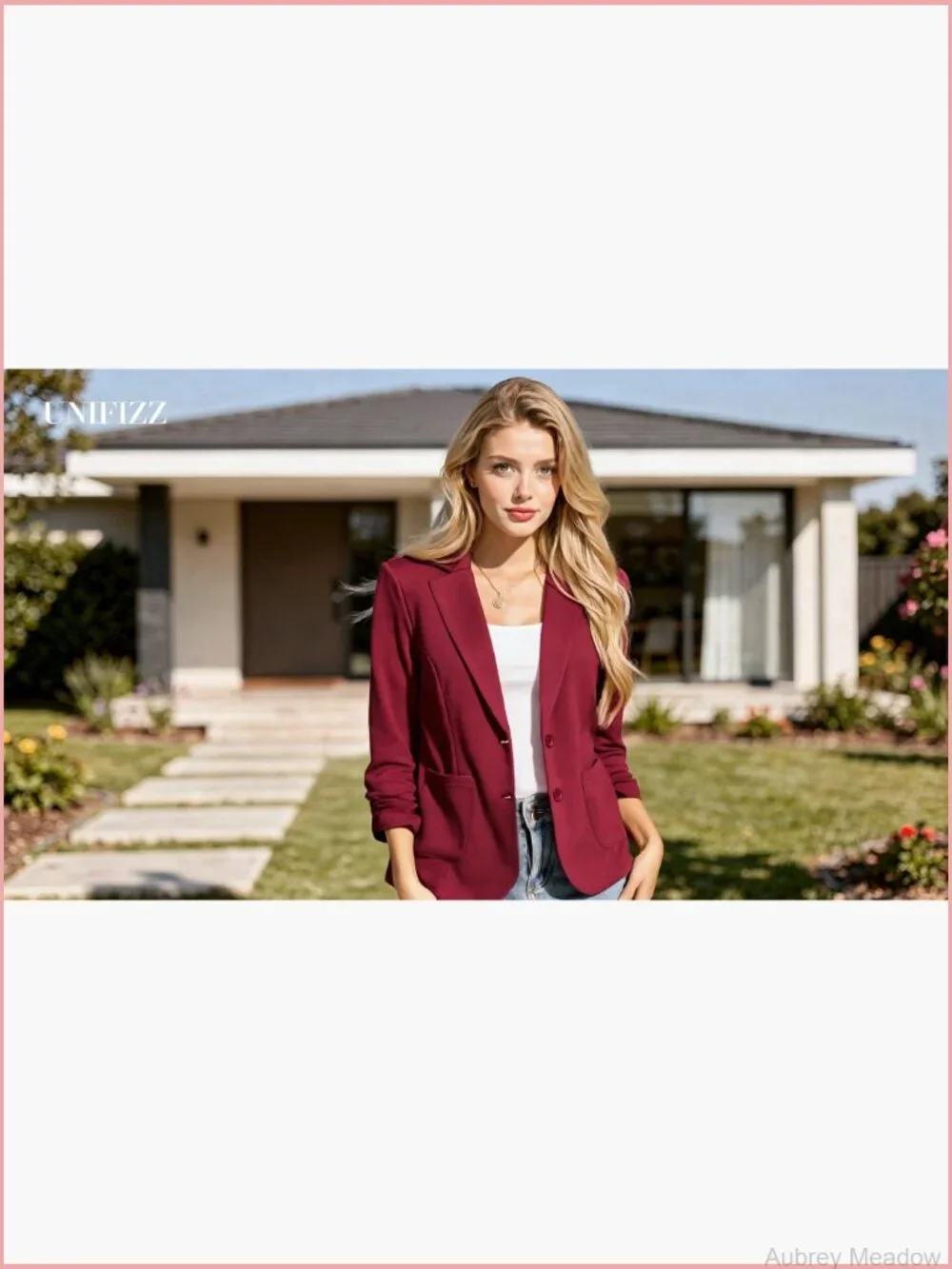 3/4 Ruched Sleeve Blazer Button Front Office Jacket Suit Pockets